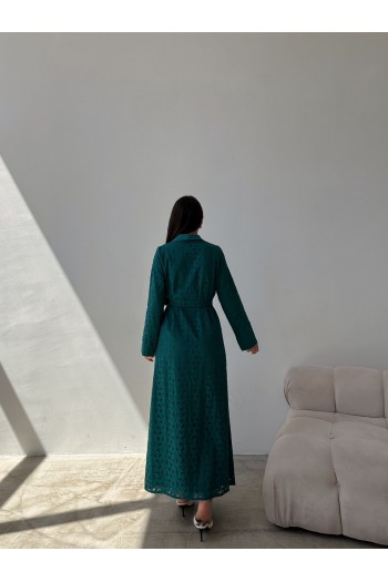 brode detaylı tunik elbise petrol mavisi