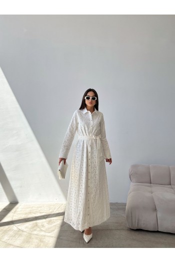 Brode detaylı tunik elbise
