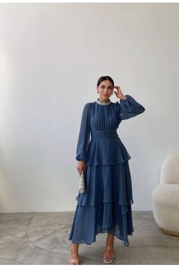 Taşlı Fırfır Detay Abiye