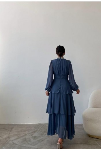 Taşlı Fırfır Detay Abiye