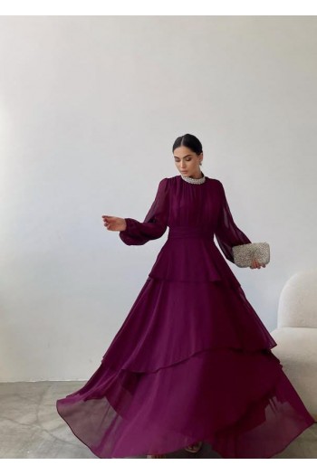 Taşlı Fırfır Detay Abiye