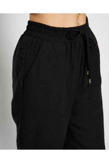 lastik paça visco keten pantalon