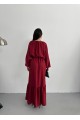 Bordo Pamuk Ayrobin Elbise