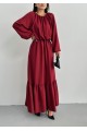 Bordo Pamuk Ayrobin Elbise