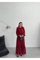 Bordo Pamuk Ayrobin Elbise