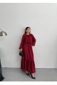 Bordo Pamuk Ayrobin Elbise