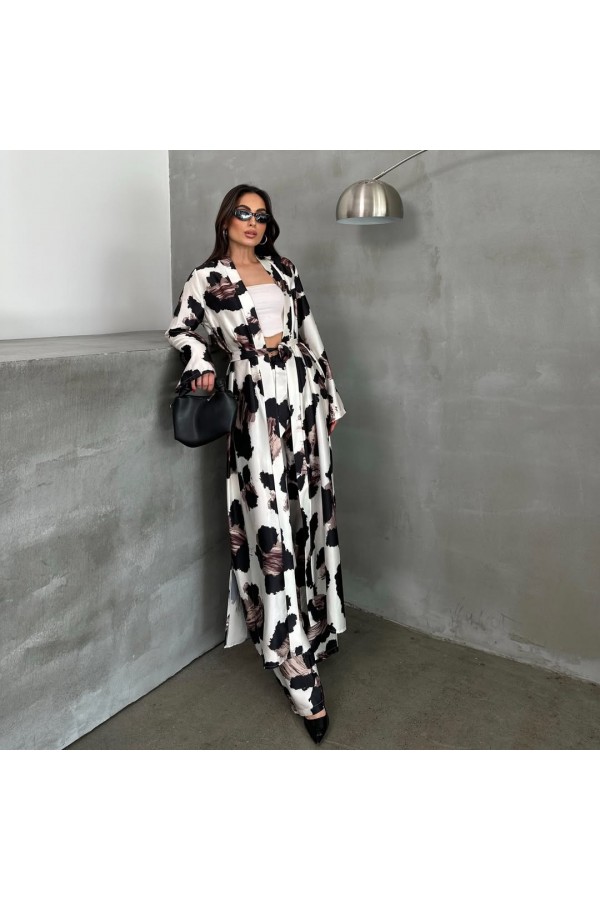Leopar Desenli Kimono Takım Elbise Leopar Desenli Kimono Takım Elbise