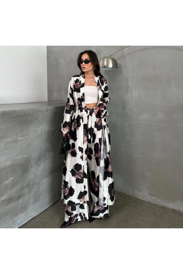 Leopar Desenli Kimono Takım Elbise Leopar Desenli Kimono Takım Elbise