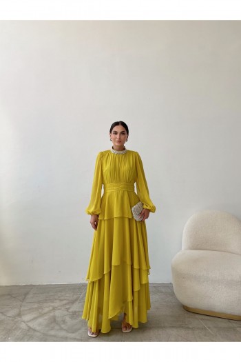 Taşlı Fırfır Detay Abiye